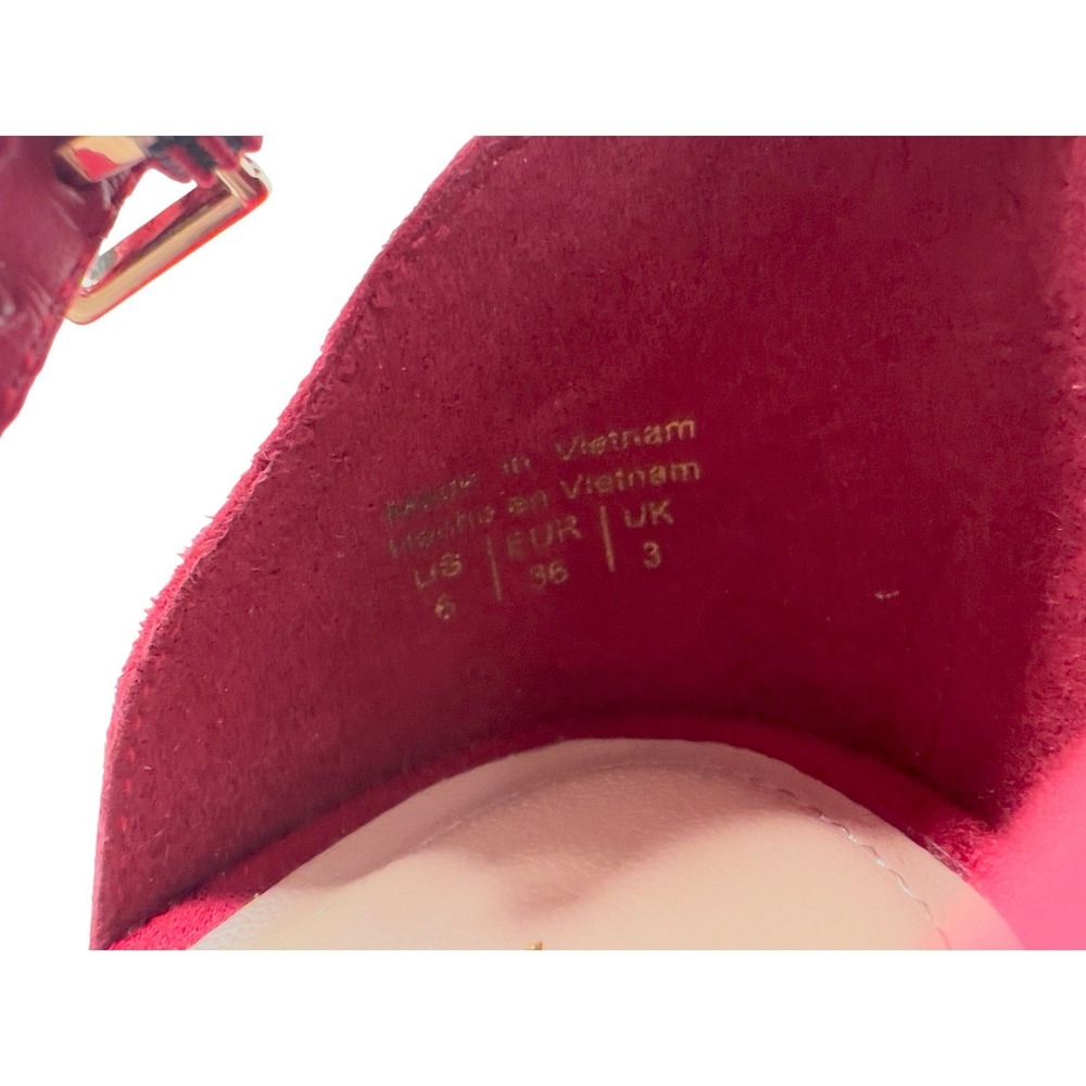 ALDO Women Red Suede Ankle Strap Block Heel Pointed Toe Pumps Size 6 - Picture 3 of 16
